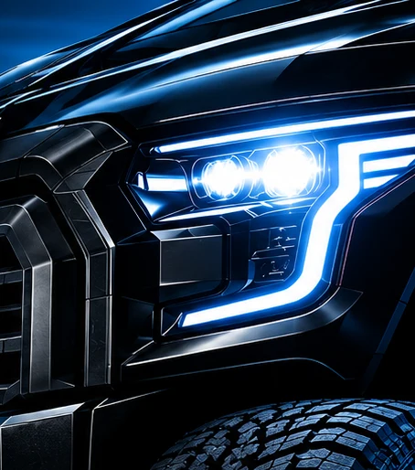 Close-up of a truck headlight